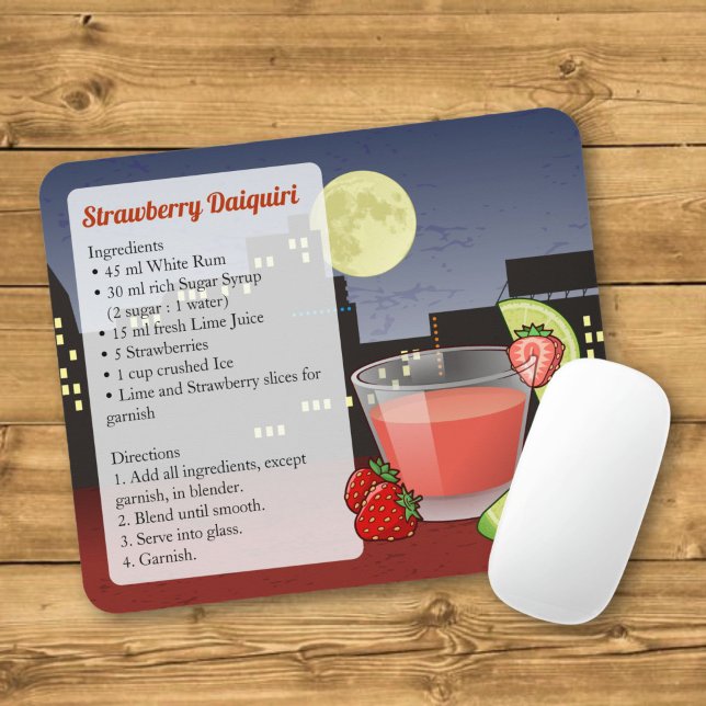 Receita de Daiquiri de Morango Mouse Pad (Criador carregado)