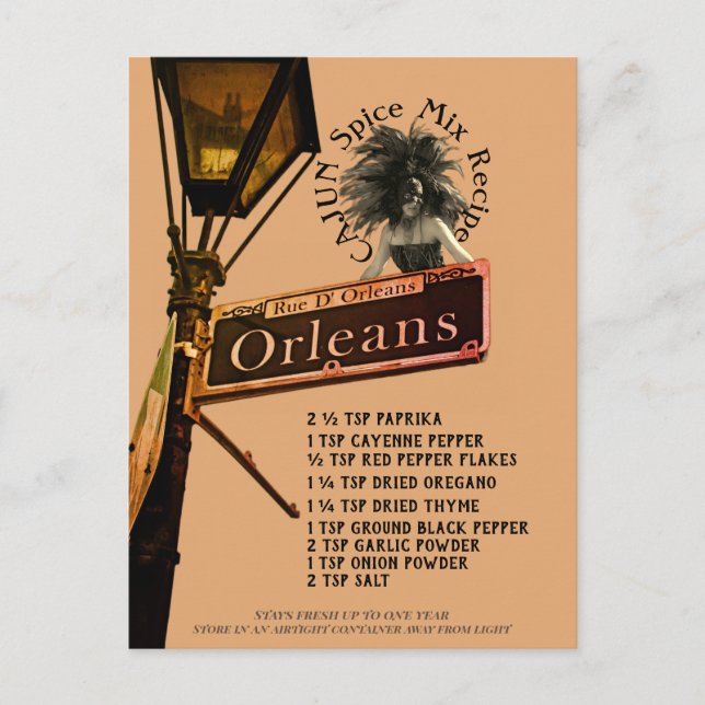 Receita de Mistura de Arroz Cajun | Cartão postal (Frente)