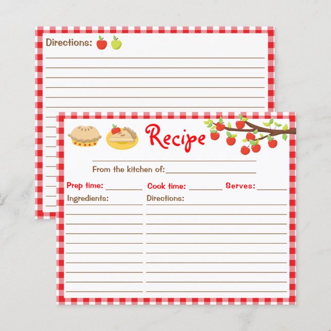 Receita de Pizza de Maçã Vermelha Gingham (Frente/Verso)