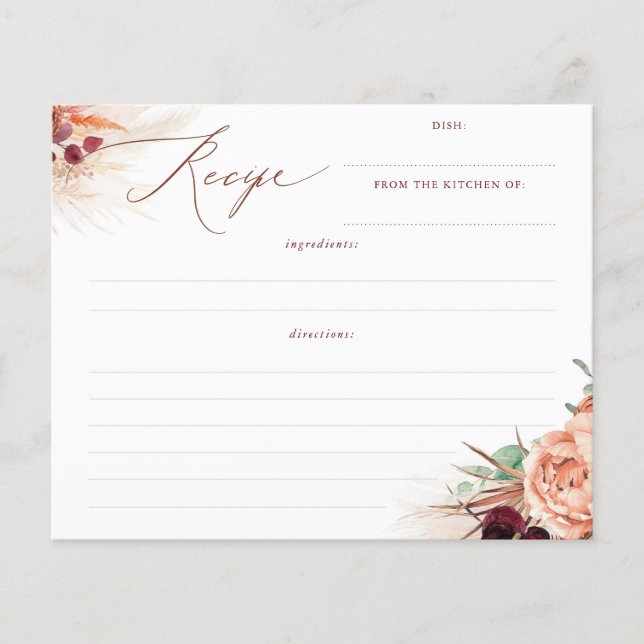 Receita do Chá de panela de Boho Floral Terracotta (Frente)