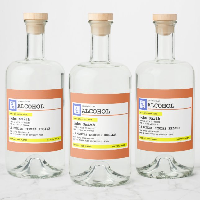 Receita personalizada Álcool Humoroso (Garrafas)