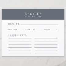 Receitas | Cartão de Receita de Cinza Chic Stone E