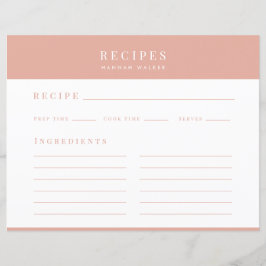 Receitas | Cartão de Receita Feminina Rosa Elegant