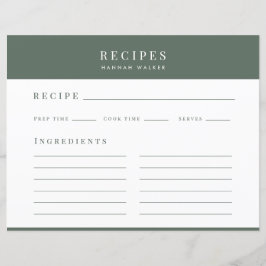 Receitas | Cartão de Receita Minimalista Elegante 
