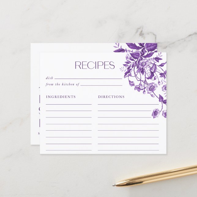 Receitas de Chá de Noiva Floral Toile Francês Anti (Frente/Verso In Situ)