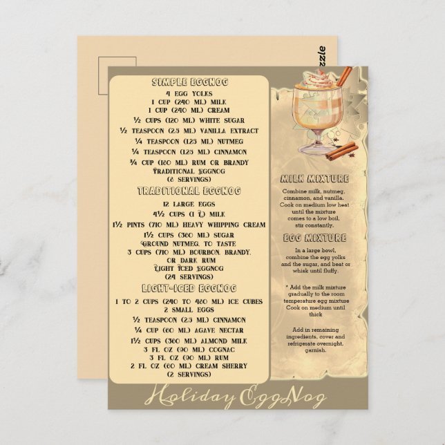 RECEITAS DE OVOS DE FERIADO | Cartão postal (Frente/Verso)