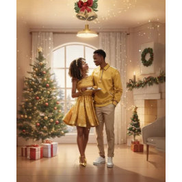 Recém-casado, cartão de Natal de aniversário