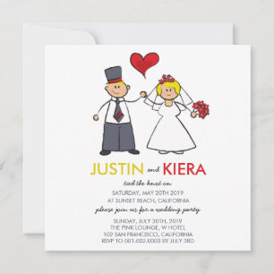 Recém-Casados Anúncio de Casamento de Desenho Anim