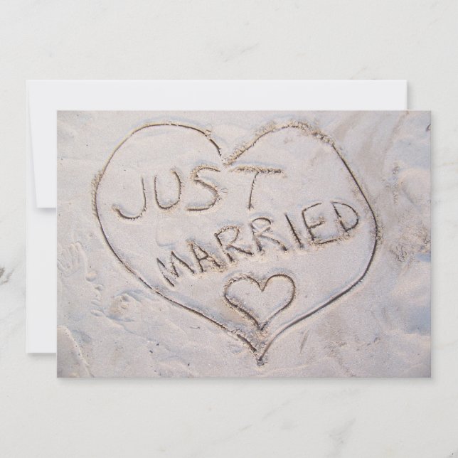 Recém-Casados Anúncio de Casamento na Praia Escrit (Frente)