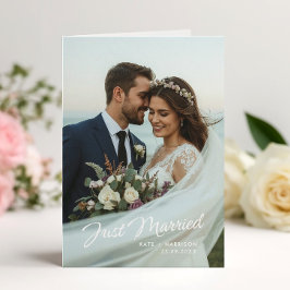 Recém-Casados Anúncio de Foto Dobrada de Casamento