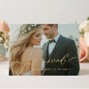 Recém-Casados Anúncio Dobrado de Foto de Casamento