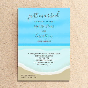 Recém-Casados Convite de Aquarela da Praia do Ocea