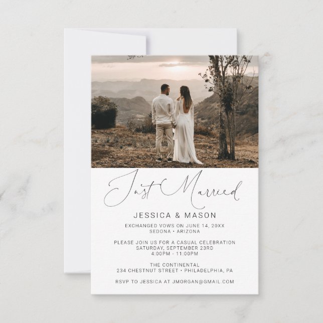 Recém-Casados Convite de Casamento Fizeram Elopame (Frente)