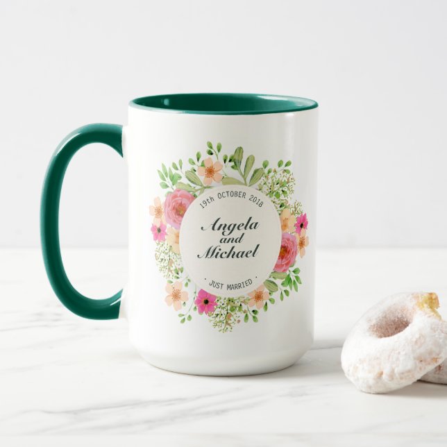 Recem casados elegante que Wedding a caneca (Com Donut)
