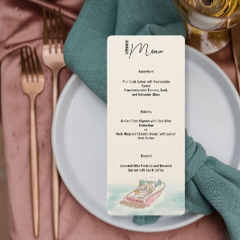 Recém-casados Menu de Jantar de Casamento de Barco