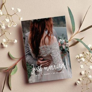 Recem casados Moderno cartão com fotos de casament