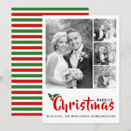 Recém-casados, primeira colagem de Natal, cartão c