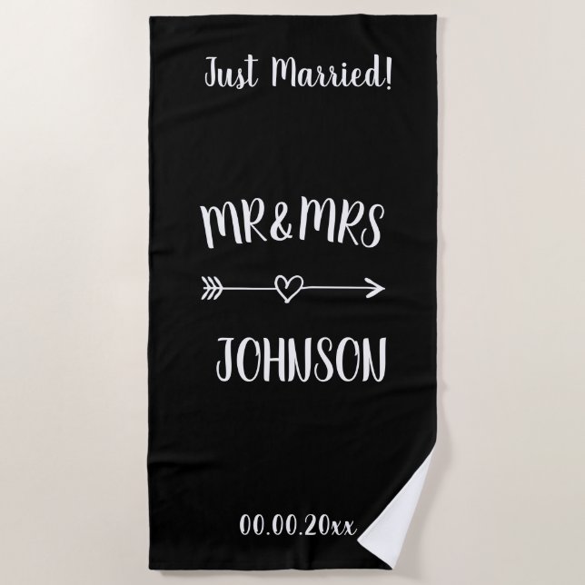 Recem casados Sr. e Sra. Toalha de praia para recé (Frente)