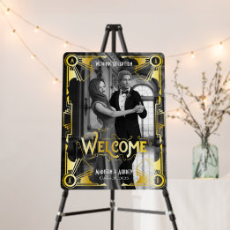 Recepção de casamento Art Deco Bem-vindo Foto Dour