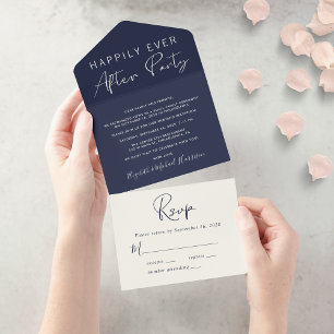 Recepção de Casamento Azul-Marinho Feliz para Semp