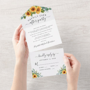 Recepção de Casamento com Aquarela de Girassol e E