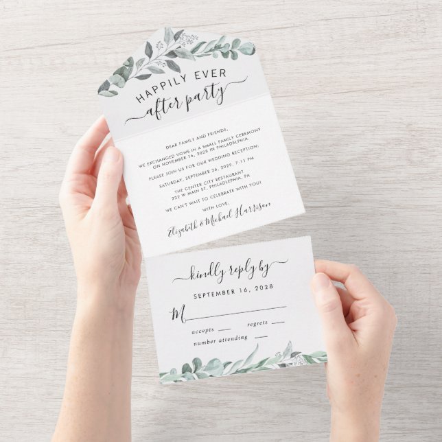 Recepção de Casamento com Aquarela de Vegetação de (Aba destacável)