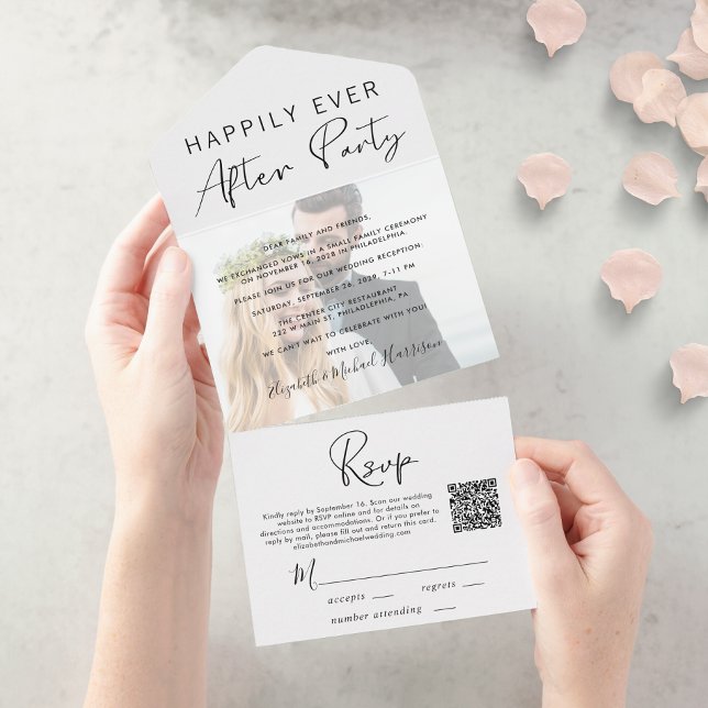 Recepção de Casamento com Código QR de Foto Modern (Criador carregado)
