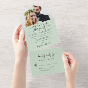 Recepção de Casamento com Foto Elegante Sage