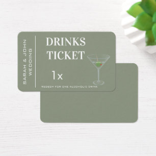 Recepção de casamento de Bilhete Verde Simples
