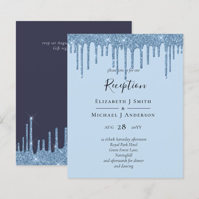 RECEPÇÃO DE CASAMENTO de brilho azul do ORÇAMENTO (Frente/Verso)