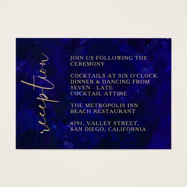 Recepção de casamento de Caligrafia Azul Moderna (Frente)