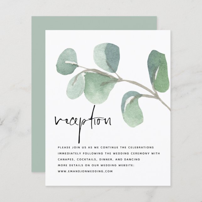 Recepção de casamento de Eucalyptus Verde com Scri (Frente/Verso)