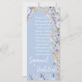 Recepção de casamento de flor selvagem azul Obriga