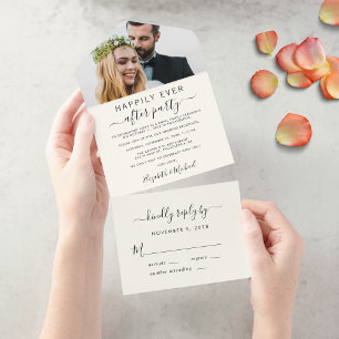 Recepção de Casamento de Foto Elegante Creme