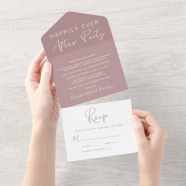 Recepção de Casamento Elegante em Rosa Poeirento (Aba destacável)