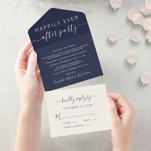 Recepção de Casamento Felizes para Sempre Azul-Nav