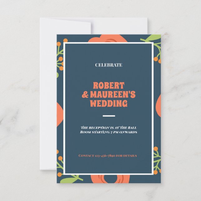 Recepção de casamento floral personalizada (Frente)