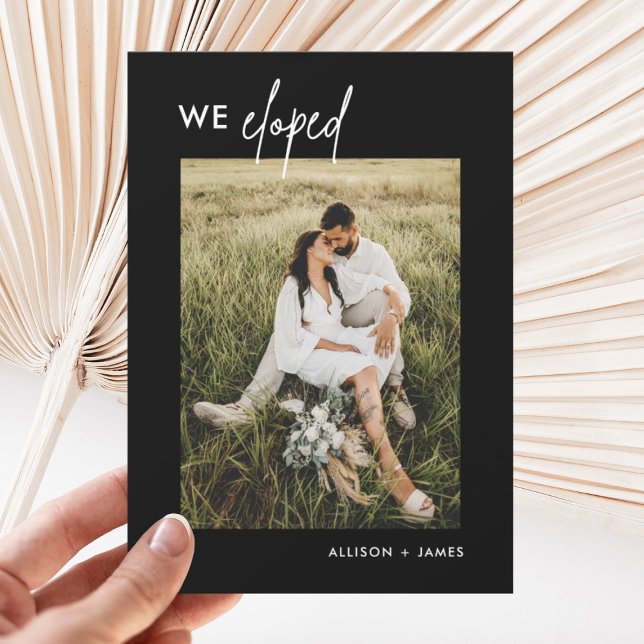 Recepção de Casamento Furtivo Preto Anúncio de Cas (Criador carregado)