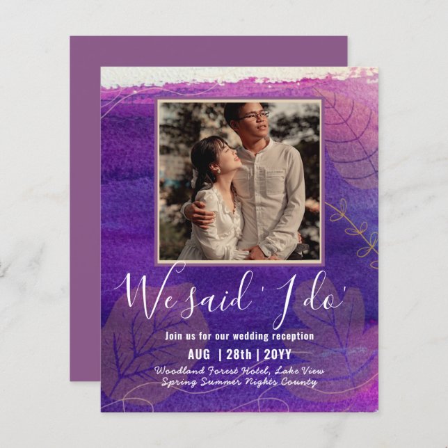 RECEPÇÃO DE CASAMENTO ORÇAMENTAL Convide Com FOTO  (Frente/Verso)