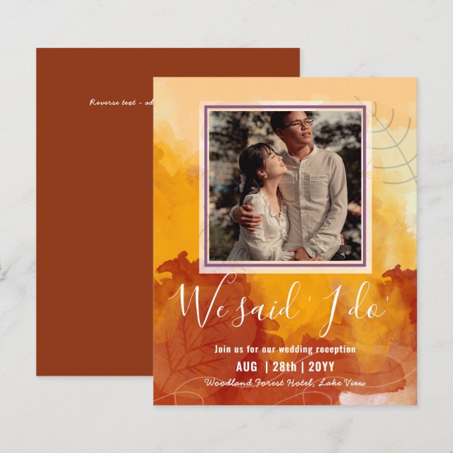 RECEPÇÃO DE CASAMENTO ORÇAMENTAL Convide Com FOTO  (Frente/Verso)