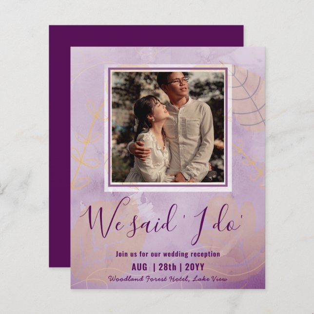 RECEPÇÃO DE CASAMENTO ORÇAMENTAL Convide Com FOTO  (Frente/Verso)