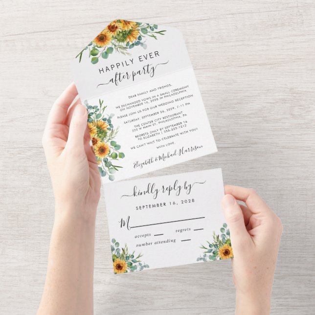 Recepção de Casamento Rústico com Girassóis e Euca (Aba destacável)