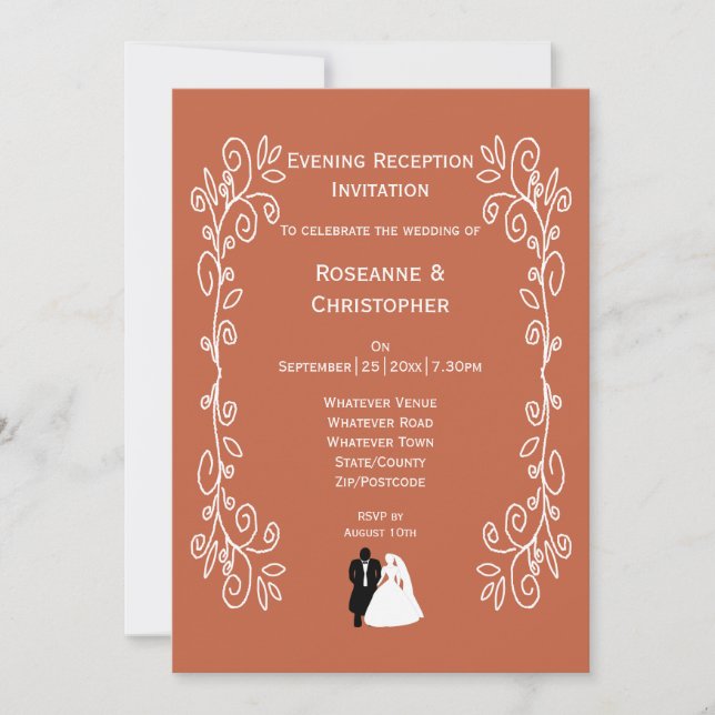 Recepção de casamento Terracotta Convite BrideGroo (Frente)