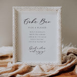 Recepção de Sinal de Impressão de Casamento de Bar<br><div class="desc">Nosso cartaz de bar de bolo apresenta tipografia manuscrita para uma maneira mínima e elegante de permitir que seus hóspedes escolham seu sabor de bolo favorito na sua recepção de casamento ou evento.</div>