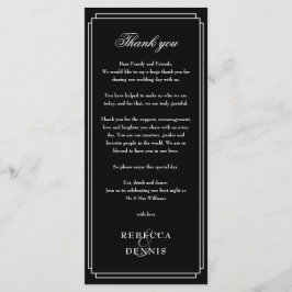 Recepção Preta E Branca Obrigado Cartão De Lugar