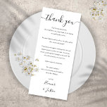 Recepção Preta E Branca Obrigado Cartão De Lugar<br><div class="desc">Um elegante obrigado de celebração de casamento. Personalizado com seu obrigado especial,  você define a mensagem na tipografia do na moda. Um obrigado especial para os seus hóspedes. Projetado por Thisnotme©</div>