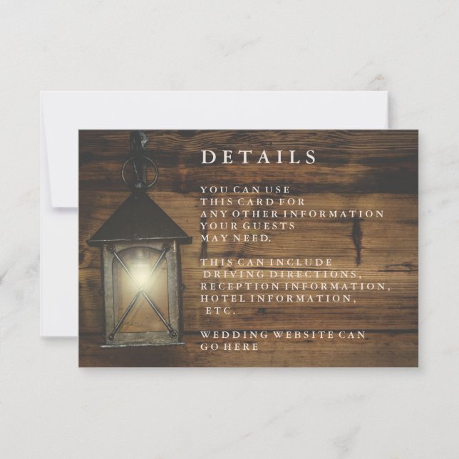 Recepção Rústica de Lanterna de Madeira (Frente)