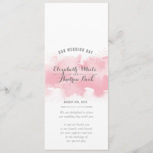 RECEPÇÃO WEDDING MENU aquarela cinza rosa pincelad