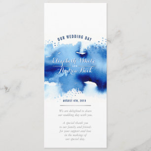 RECEPÇÃO WEDDING MENU aquarela marinho azul escuro