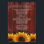 Recepções de casamento de girassol   Cartões de al<br><div class="desc">Recepção de casamento de girassol   Cartões de alojamento - incluem esses cartões detalhados para informar seus convidados sobre o local de recepção,  a linha do tempo de recepção e as informações do hotel para facilitar o planejamento.</div>